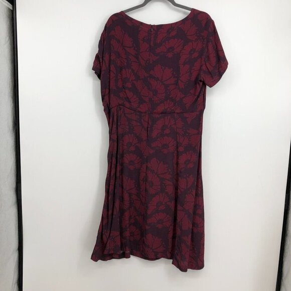 Signal Clothing maroon short sleeve midi floral winetasting Dress Danish EU 40 - Picture 2 of 14